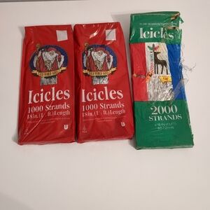 Lot/3 Vintage Christmas Tree Icicles Silver Tinsel 1000 & 2000 Strands 18" (Read